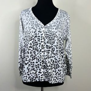 CUBISM White Leopard Print Cardigan S